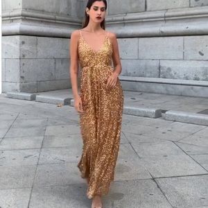 zara sequin maxi dress